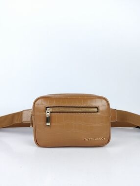 Tutts Mccoy Geniune Leather / Brown Croc-Embossed Leather Belt Bag / Fannie Pack